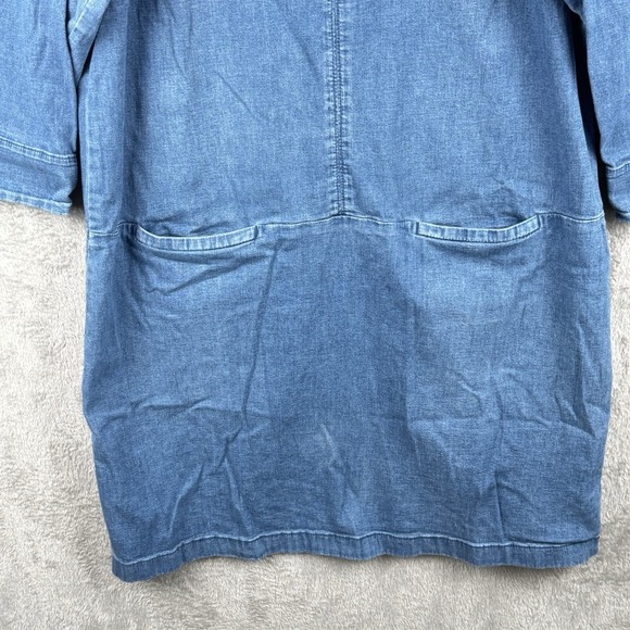 J. Jill Denim Dress Womens 16 Blue Jean V-Neck Cotton Stretch Pockets 3/4 Sleeve - Picture 5 of 11